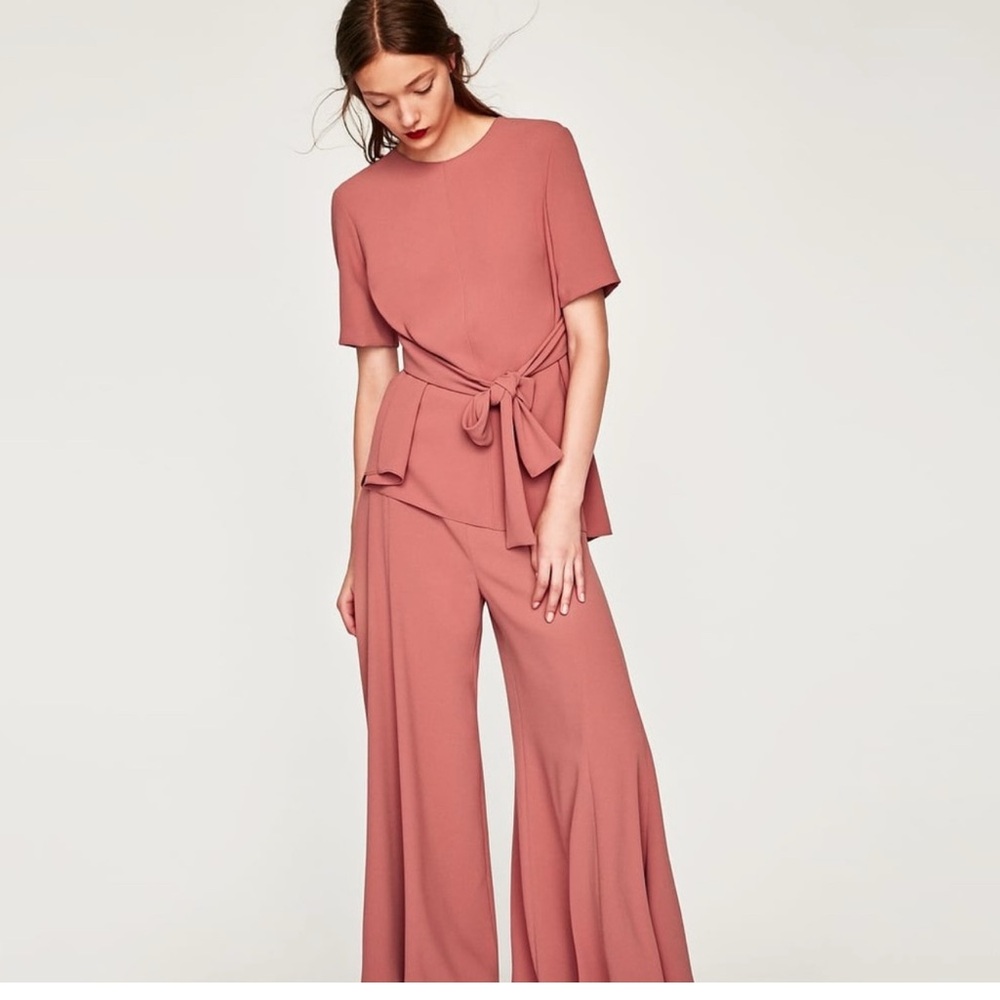 ZARA women solid color short sleeve Elegant suit set